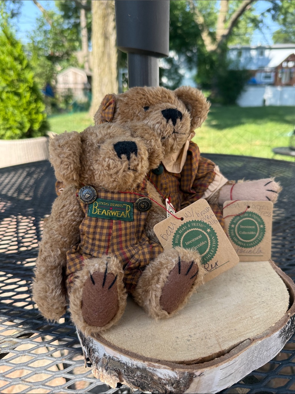 Boyds Bears Set with matching Bearwear in Plaid “Louella” “Rex”